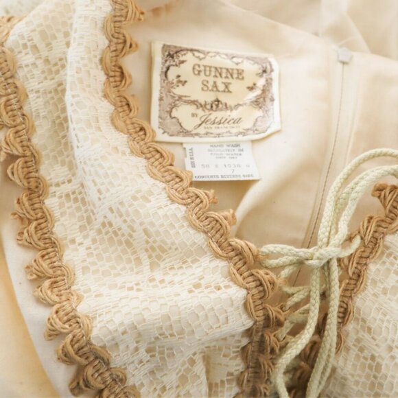 Gunne Sax Jessica Vintage 70s Ivory Natural Poplin Cotton Prairie Maxi Dress 7 - Picture 7 of 7